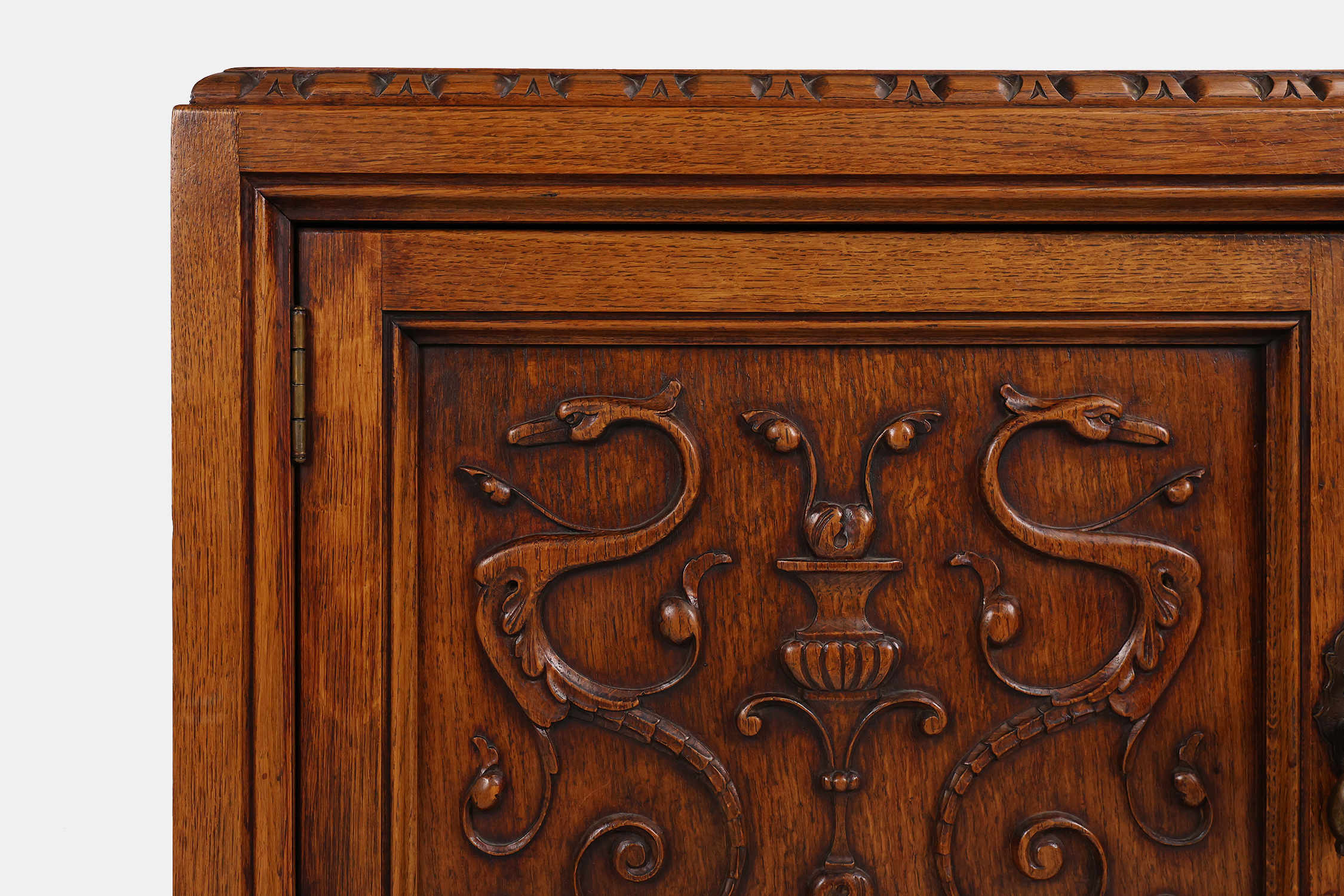 Richly decorated 20th century Spanish bar or cabinet in oak, ca. 1950thumbnail